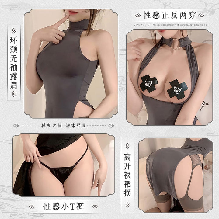 fei-mu-erotic-lingerie-ring-neck-high-opening-beauty-skirt-t-pants-2