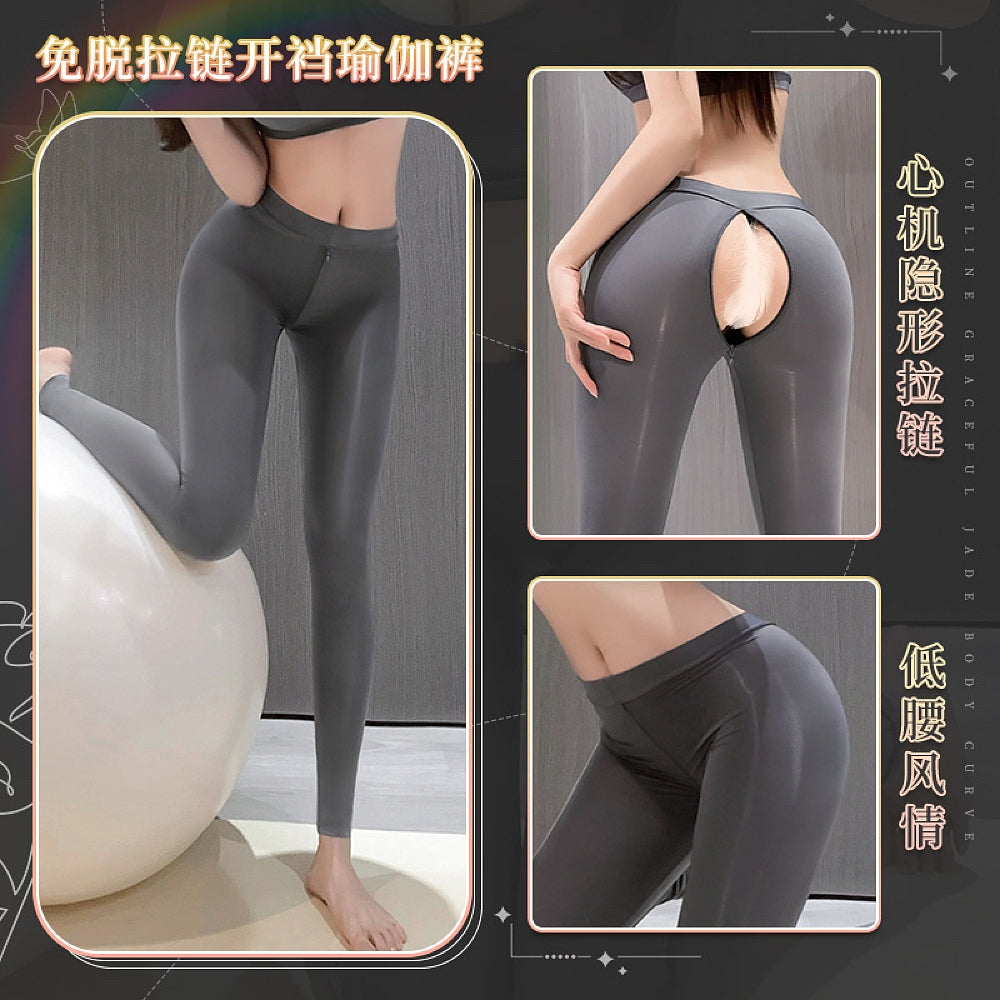 fei-mu-smooth-non-slip-zipper-open-crotch-yoga-pants-even-size-dark-gray-2